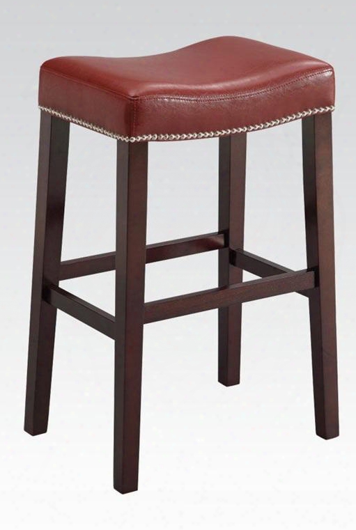 Lewis Collection 96296 Set Of 2 30" Bar Stools Attending Chrome Nail Head Trim Saddle Seat Espresso Tapered Legs Solid Wood Construction And Bycast Pu Leather