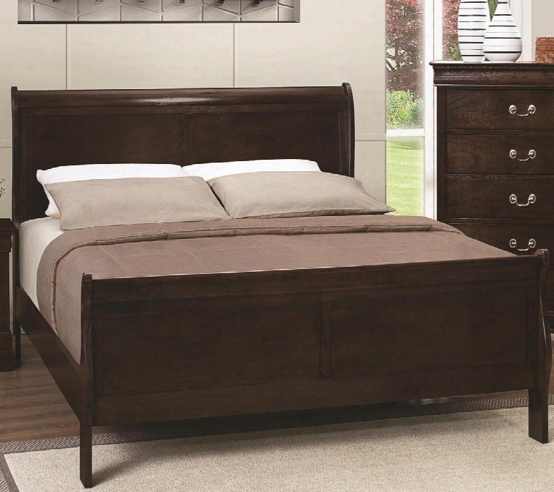 Louis Philippe Collection 202411f Full Size Sleigh Bed With Curved Footboard And Headboard Selected Hardwood And Veneers Construction In Cappuccino