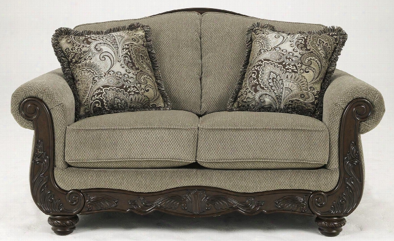 Martinsburg C Ollection 5730035 63" Loveseat With Fabric Upholstery Carved Detailing Piped Stitching And Traditional Style In