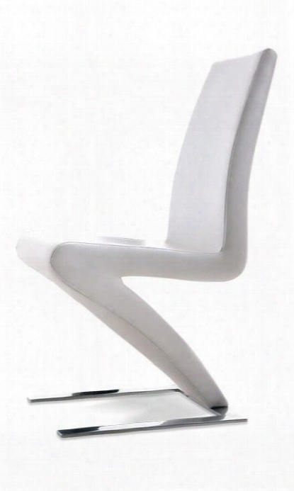 Modrest Zayd Collection Vgley034-wht Dining Chairs With Z-shape Design Stainless Steel Frame And Leatherette Upholstery In