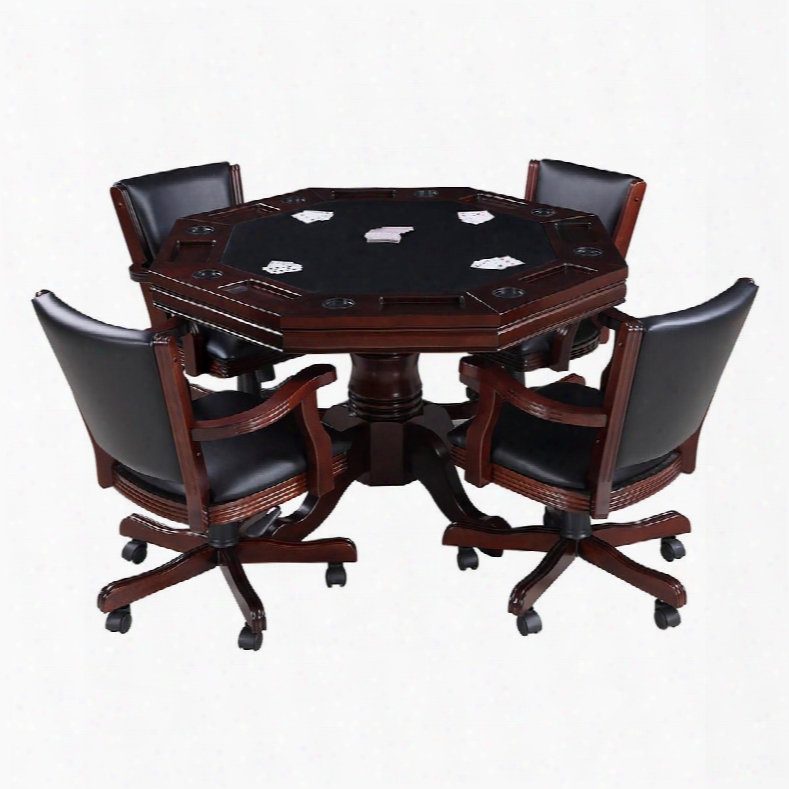 Ng2366 Kingston Walnut 3-in-1 Poker Table With 4 Chairs In