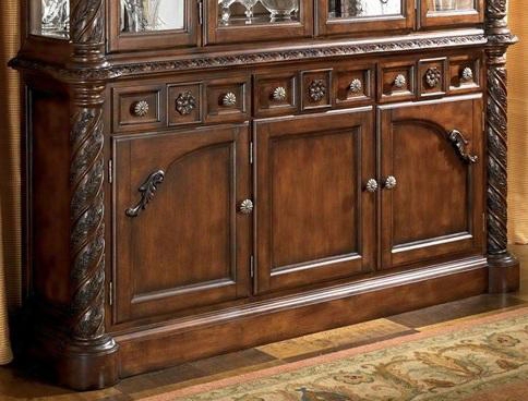 North Shore D553-80 70" Dining Room Buffet With Carved And Molding Details 6 Drawers And Decorative