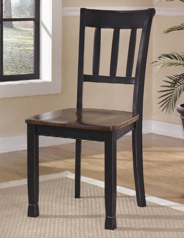 Owingsville D580-02 18.25" Dining Room Sied Chair With Ladder-back Design Tapered Back Legs And Made With Select Veneers And Hardwood Solids In Black And