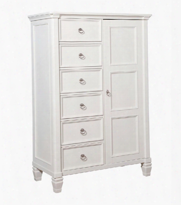 Prentice Collection B672-48 45" 6-drawer Door Chest With Satin Nickel Color Hardware Felt-lined Top Drawer And Adjustable Shelves In