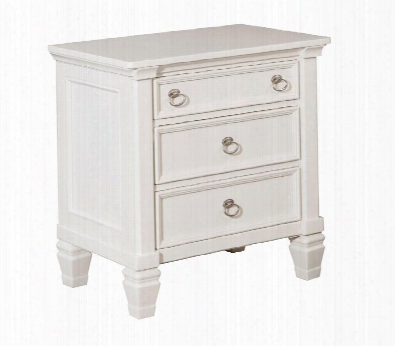 Prentice Collection B672-93 29" 3-drawer Nightstand With Satin Nickel Color Hardware Felt-lined Top Drawer And Molding Details In