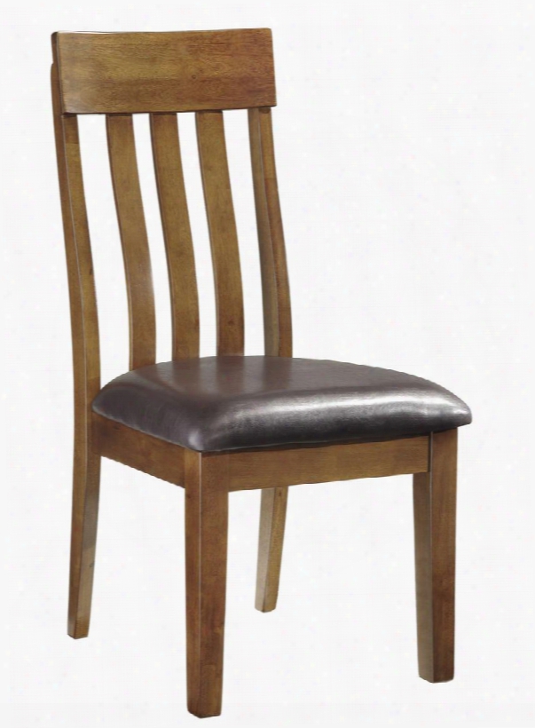 Ralene D594-01 19.5" Dining Upholstered Side Chair With Rake Back Design Faux Leather Seat And Tapered Legs In Medi Um