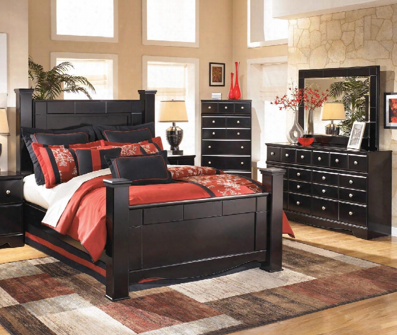 Shay King Bedroom Set With Poster Bed Dresser Mirror And Chest In
