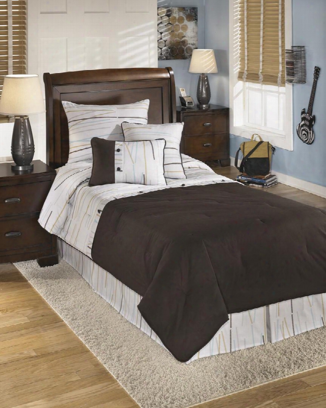 Stickly Q305001t 5 Pc Twin Size Top Of Bed Set Includes 1 Comforter 1 Bed Skirt 1 Standard Sham And 2 Accent Pillows With Stripe Design And Cotton Material