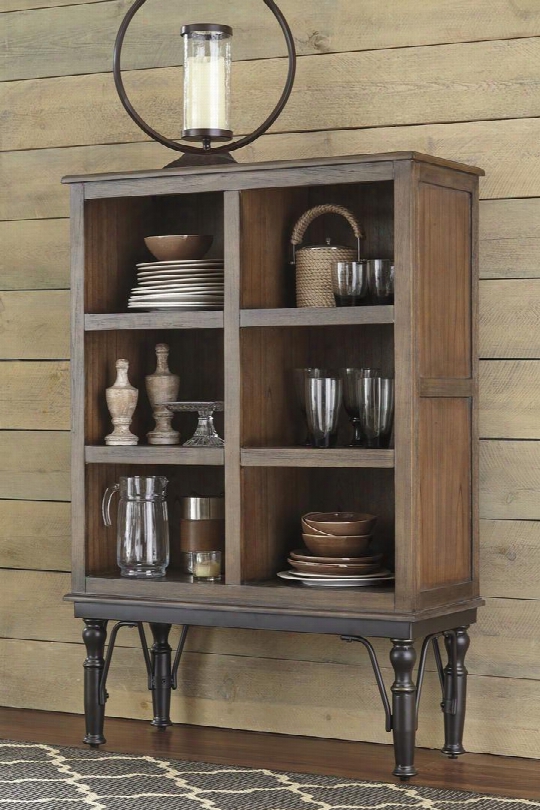 Tripton D530-76 53" Dining Room Server With Six Shelf Openings Bridge-style Turned Metal Legs And Tubular Metal