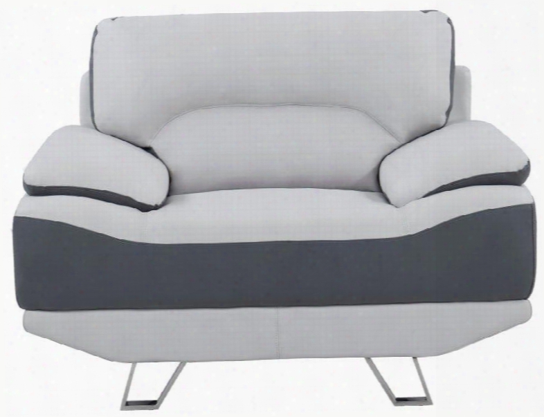 U7330-lgr/dgr-ch Chair With Bonded Leather Upholstery In Natalie Light Grey/ D Ark