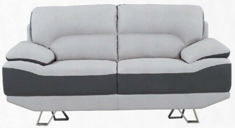 U7330-lgr/dgr-l Loveseat With Bonded Leather Upholstery In Natalie Light Grey/ Dark