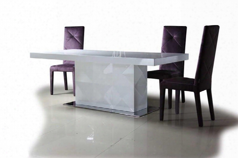 Vgdvls201b-5pcset Eva Collection 5 Piece Dining Set With 87" White Lacquer Modern Dining Table + 4 Purple Fabric Side