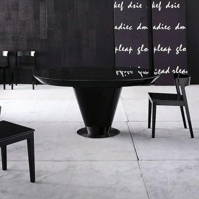 Vgwccrow Crow Collection Black Lacquer Round Extendable Dining Table With Uniquely Shaped