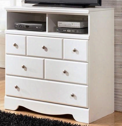 Weeki Collection B270-39 38&qukt; Media Chest With Three Drawer Two Open Shelves And Satin Nickel Knobs In
