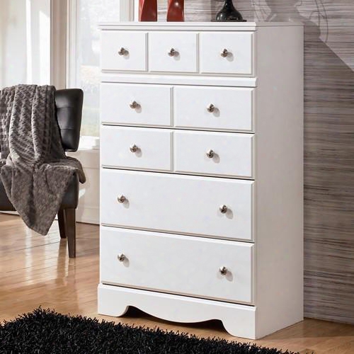 Weeki Collection B270-46 32" Chest With Five Drawers Satin Nickel Knobs And Side Roller Glides In