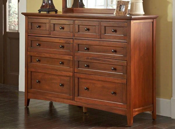 Westlake Wslcb5510 60" 10-drawer Dresser With Full Extension Drawer Glides Felt-lined Top Drawers And Gunmetal Hardware In Cherry Brown