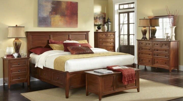 Wslcb5191k6p Westlake 6-piece Bedroom Set With King Sized Storage Bed Chest Dresser Mirror And Two