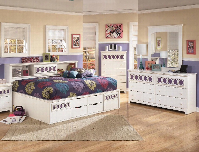 Zayley Full Bedroom Set With Bedside Storage Bed Dresser Mirror And Chest In