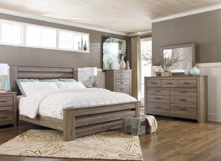 Zelen King Bedroom Set With Opster Bed Dresser And Mirror In Warm