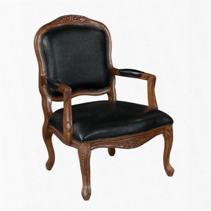 21044 39" Accent Chair With Cushion Seat Cabriole Legs And Carved Detailing In Dark Brown