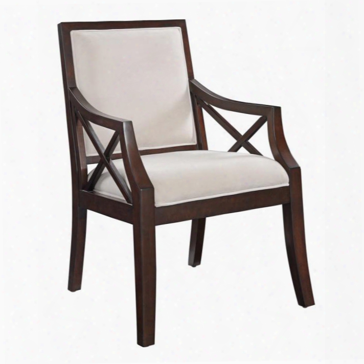 21129 25" Accent Chair With Beige Microsuede Cushion Seat And Tapered Llegs In Brown