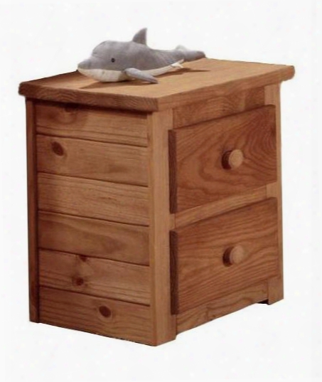 31002 Nightstand With 2 Drawers Solid Pine Wood Construction And Rolling Metal Glide In Mahogany
