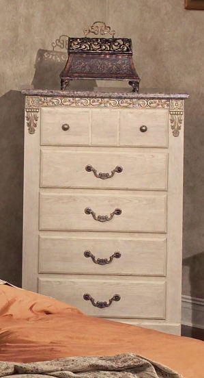 4305 San Miguel 33" Wide 5 Drawer Chest Of Drawers In Washed Ash