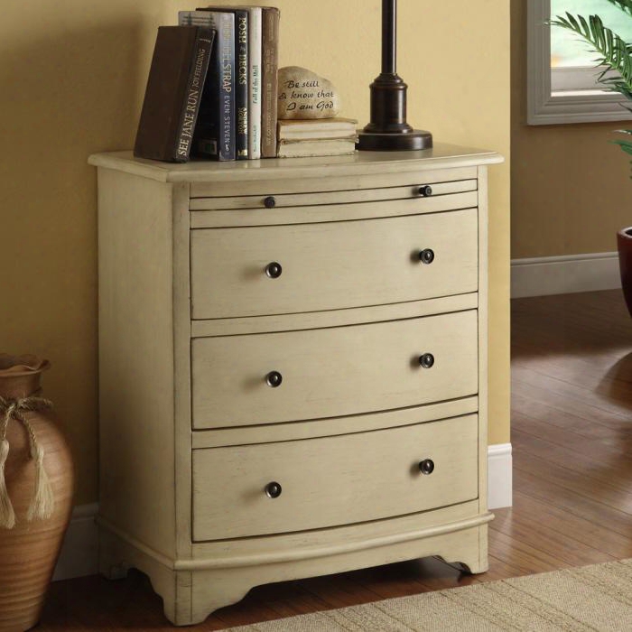 46255 24" Accent Chest With Pullut Tray Three Drawers And Embellished Metal Pulls In Crystal Hill Brunished