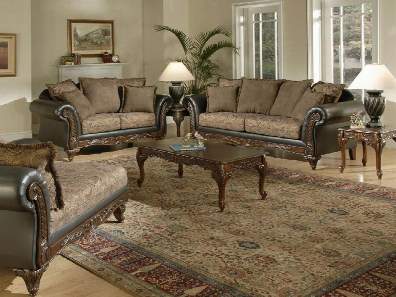 6768511-slc Serta Ronalynn 3 Piece Livingroom Set Sofa + Loveseat + Chaise Upholstered In San Marino Chocolate Poly Cotton