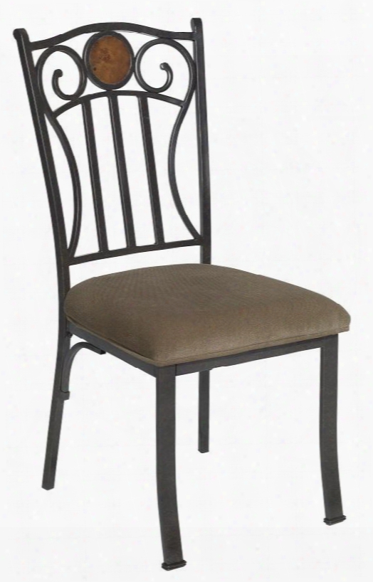 731434 Abbey Road Side Chairs With Double Swirl Chair Back Plush Neutral Upholstered Seat And Metal Chair Frame In Bronze