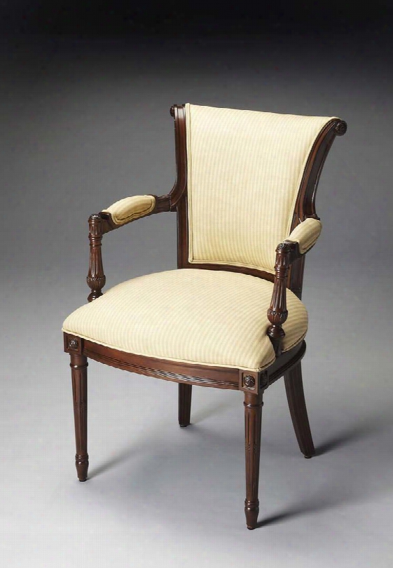 9510994 Acent Chair Collection In Colonial Finish W/ Tan Stripe Polyester Print