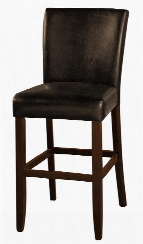 Adriana Series 130100 30" Transitional Bar Stool With 3" Cushion Solid Wood Frame And Floor Glides In Brown Finish With Black Vinyl
