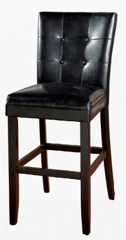 Apollo Series 130103 30" Transitional Bar Stool With Comfortable 3" Cushion Solid Wood Frame And Floor Glides In Black Finish With Black Vinyl