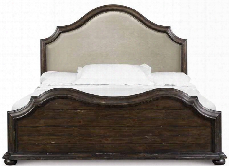 B2258-75 Muirfield Collection Complete California King Panel Upholstered Bed In Distressed Pine