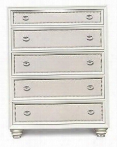 B 2344-10 Diamond Collection 5 Drawer Chest In High Gloss White