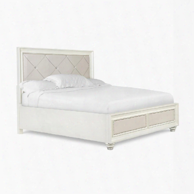 B2344-70 Diamond Collection Complete California King Island Bed In High Gloss White