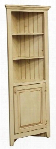 Betu 465012 28" Corner Cabinet With 2 Shelves 1 Door Fits 18" Wall And Pine Wood Construction In Buttermilk