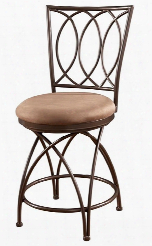 Big & Tall Collection 586-918 43" Crossed Legs Counter Stool With Mocha Color 100% Polyester Upholstery And Foot Rest In Bronze Powder Coat