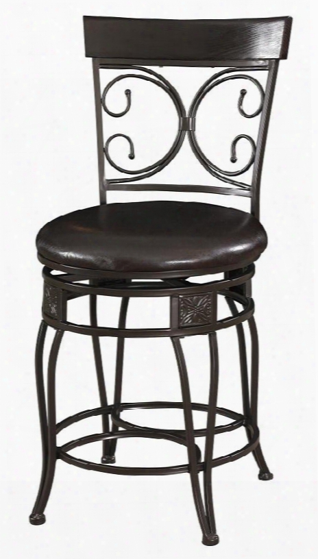 Big And Tall Collection 938-918 42" Back To Back Scroll Counter Stool With Extra Wide Seat In Dark Bronze