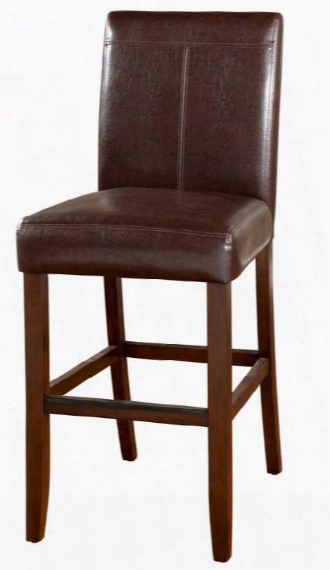 Carla Series 130101 30" Transitional Bar Stool With 3" Cushion Solid Wood Frame And Floor Glides Finished In Brown With Brown Vinyll