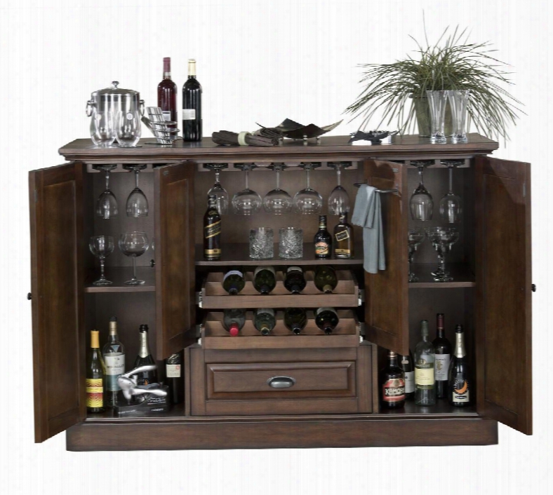 Carlotta Series 600055nav 60" Home Bar With Two Pull-out Wine Storage Racks Aesy Glide Storage Drawer Glass Stemware Holder Bottle Opener And Gentle-touch