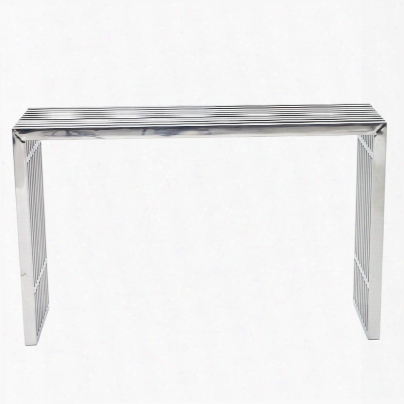 Eei-779-slv Gridiron Console Table In Silver