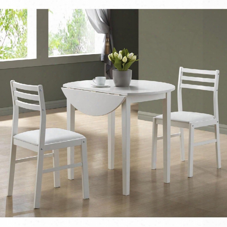 I 1008 Dining Set - 3pcs Set / White With A 36"diam. Drop