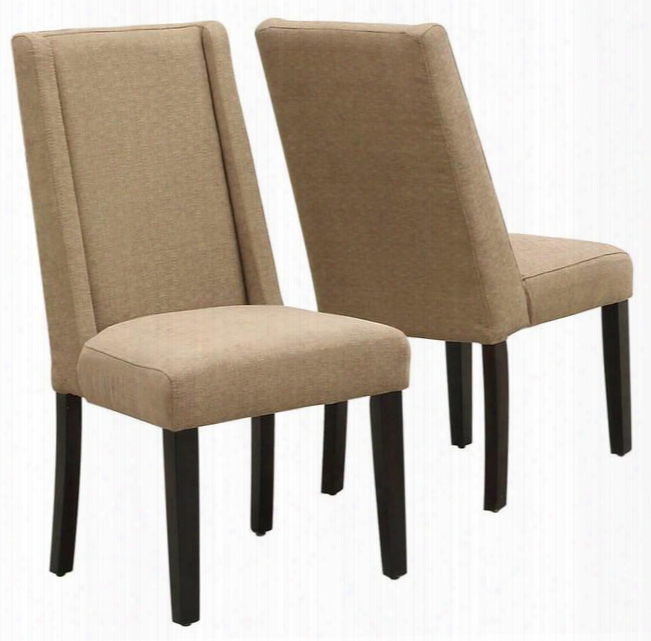 I 1722tp Set Of Two 40" Linen Chairs With Box Seat Construction Wooden Legs In Espresso And Linen Upholstery: