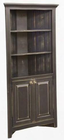 Jakob 465010 35" Corner Cabinet With 2 Shelves 2 Doors Fits 24" Wall And Pine Wood Construction In Buttermilk