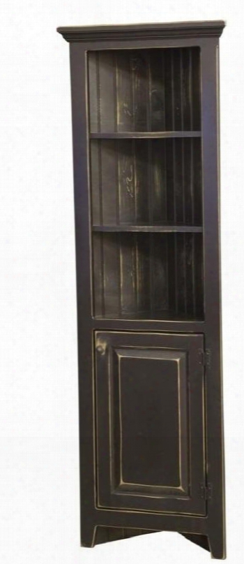 Luke 465011 24" Corner Cabinet With 2 Shelves 1 Door Fits 15" Wall And Pine Wood Construction In Black