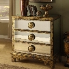 32155 36" Mirrored Chest with Mirrors on Top Sides and Drawers Easy-to-open Drawer Glides Over-sized Drawer Pulls and Frame in Distressed Aylor Antique