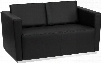 ZB-TRINITY-8094-LS-BK-GG HERCULES Trinity Series Contemporary Black Leather Love Seat with Stainless Steel