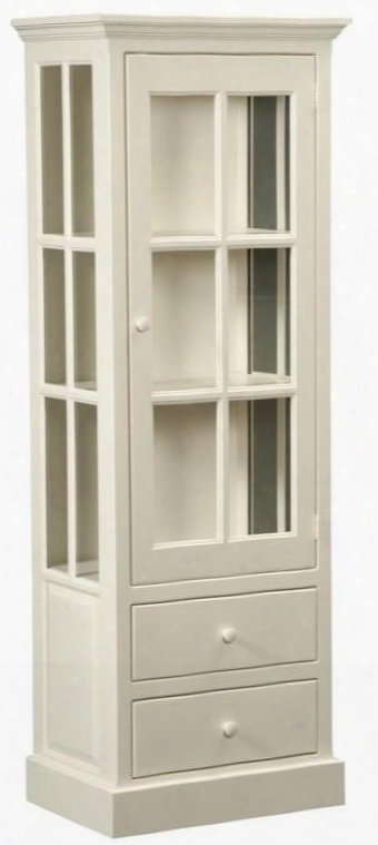 Rebekah 465015 26" Pantry With 2 Drawers 1 Glass Door Simple Hardware And Pine Wood Construction In Country White