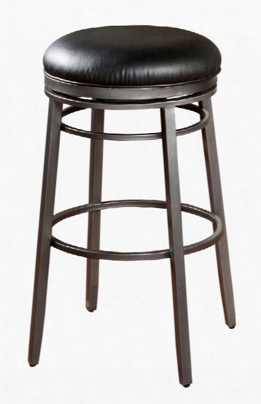 Silvano Series 130923fl 30" Transitional Backless Bar Stool With Full Bearing Swivel And Adjustable Leg Levelers Finished In Flint With Black